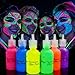 [6 Bottles, 1 oz. Each] UV Body Paint Glow Blacklight Reactive Neon Fluorescent Paint - Safe For Skin - Washable - Non-Toxic - Six Colors Kit