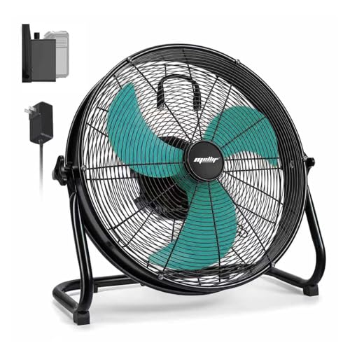 Image of 18 inch Brushless Cordless Floor Fan Compitable with Makita 18V Battery(Tool Only), 2500 CFM Quiet Industrial Fan with AC Adapter, 5 Speeds 360Tilt Portable Metal Shop Fan for Garage Jobsite Camping