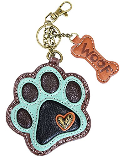 CHALA Paw Print Key Fob Coin Purse, Dog Lover Gift (Teal)
