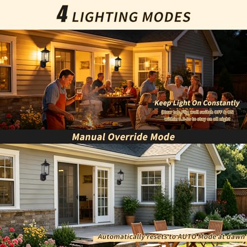 Image of JYO 16 inch Motion Sensor Outdoor Wall Light Fixtures, Outdoor Wall Sconce with Seeded Glass & E26 Socket Matte Black Wall Mount Exterior Waterproof Wall Lantern for House Front Door Garage (01-BK-MA)