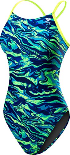 TYR Womens Miramar Cutoutfit Swimsuit, Blue/Green, 28