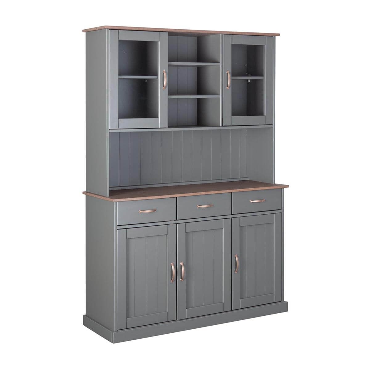 AltoBuy Melina - Buffet Vaisselier 5 Portes 3 Tiroirs Coloris Gris
