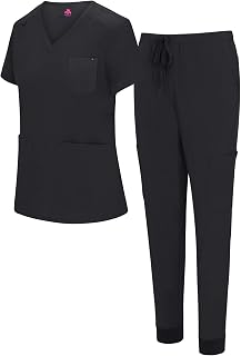 Natural Uniforms Women's 10-Pocket Cool Stretch Jogger Scrub Set - Moisture-Wicking Comfort for Nurses