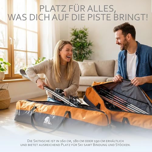 Rawstyle Skitasche Skisack für Ski Erwachsene Skistöcke 160cm oder 180cm oder 190cm wasserdicht Skibag Skicover Wintersport Skiaufbewahrung Modell 2 (schwarz-Bordeaux (160cm))
