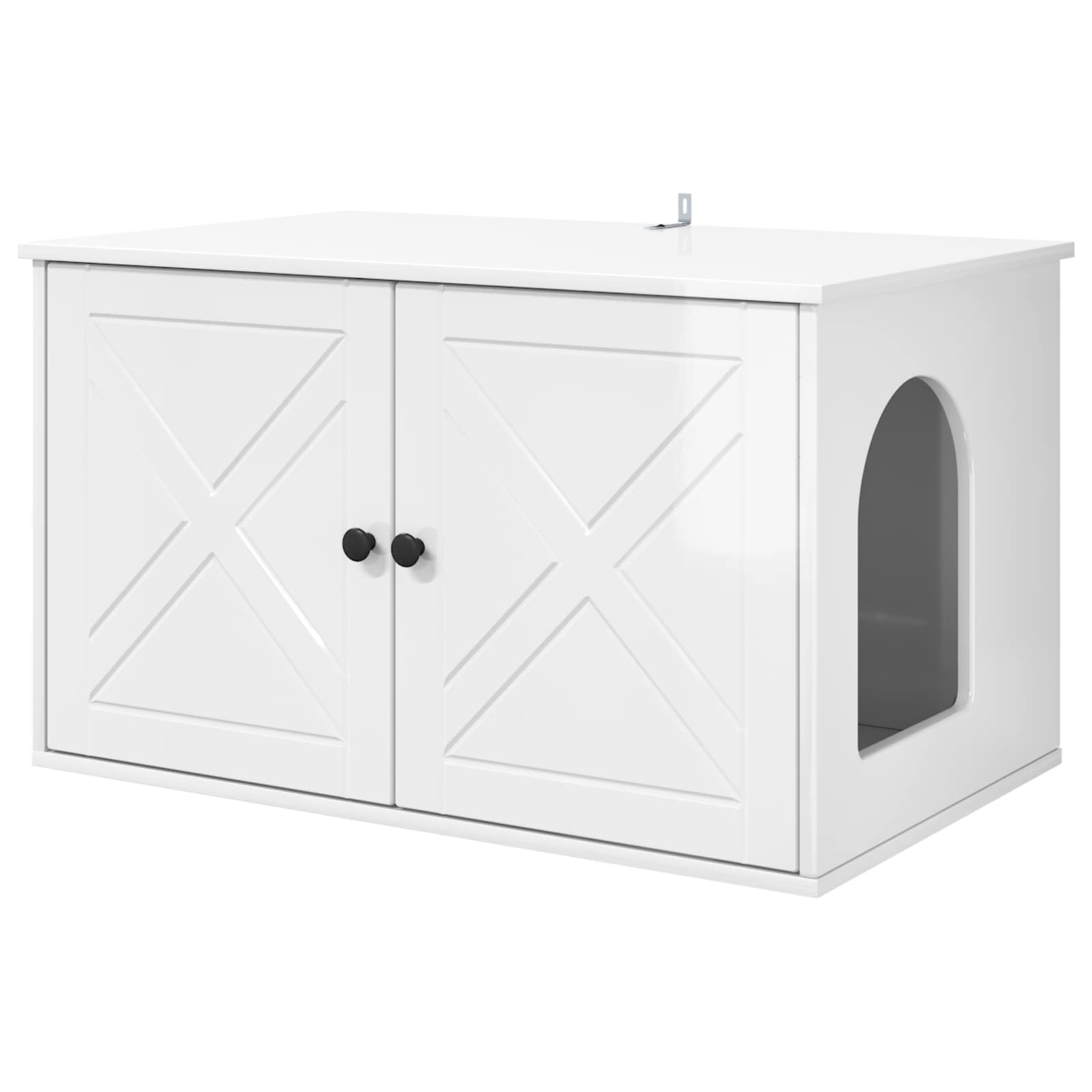 Mobilier de salon pour chat en bois d'ingénierie, niche blanche moderne 85 x 55 cm