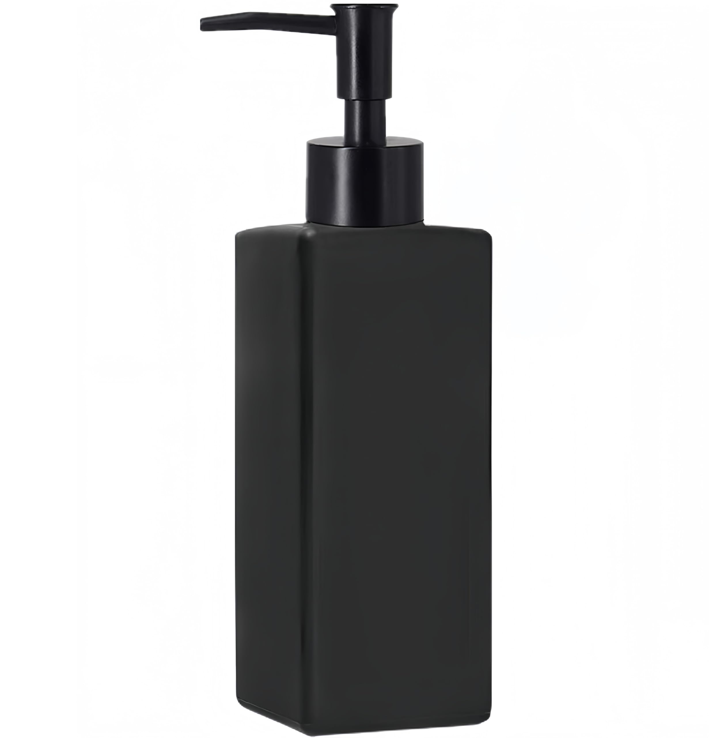 Bibilan Dispensador de jabón cristal, 12 onzas cuadrado, rellenable, dispensador premium con bomba, líquido mano, detergente para platos, botella loción champú, encimera baño, cocina, lavadero