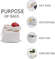 Vista 5 de BigLotBags Bolsas de muselina de algodón de alta calidad, 100% algodón orgánico con un solo cordón. Bolsas de muselina natural reutilizables