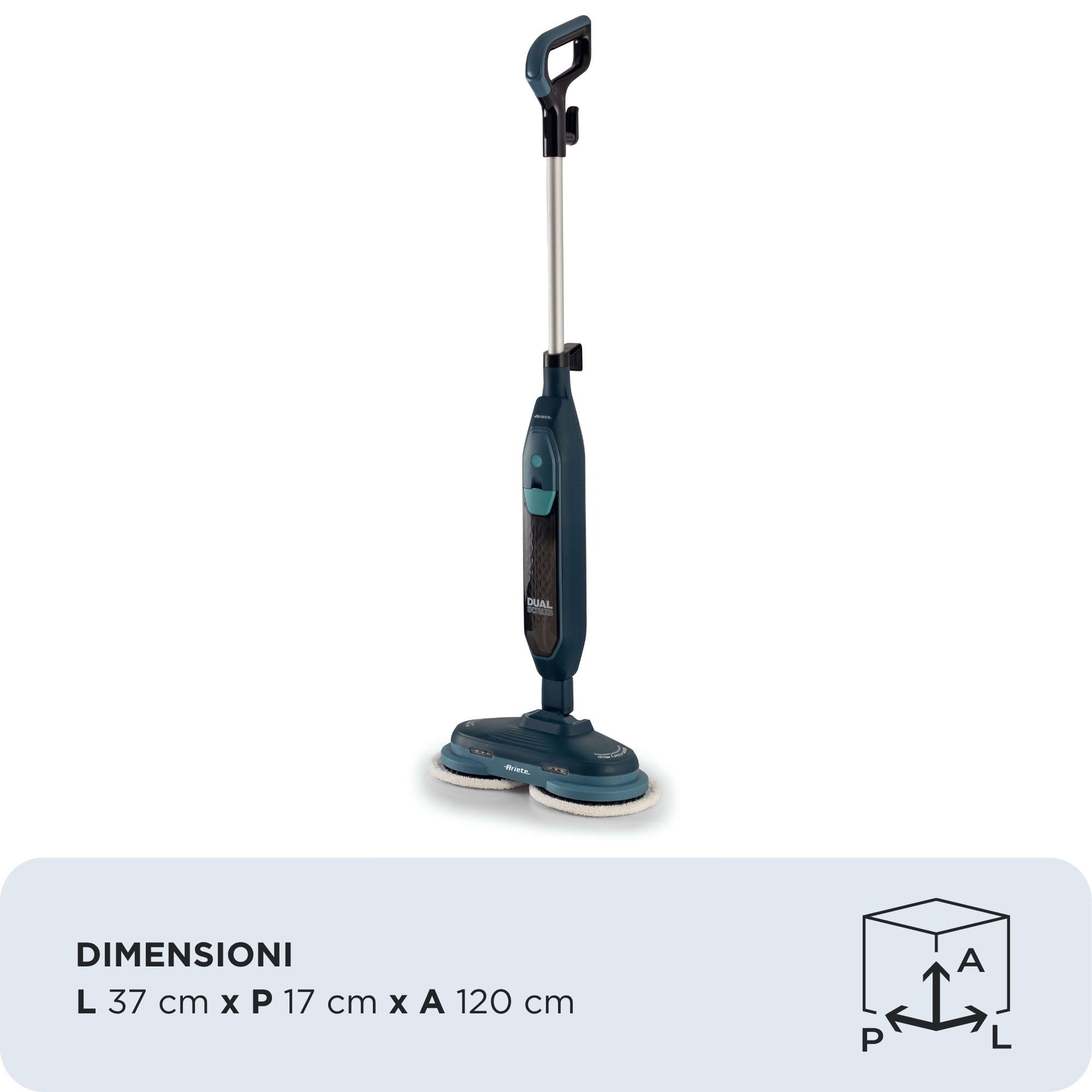 Ariete 4178 podwójny peeling parowy, mop parowy z obrotową ściereczką, 1200 W, zbiornik 400 cm3, 2 prędkości, 4 ściereczki, niebieski