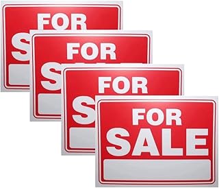 For Sale Sign 9"X12" – Waterproof Plastic Signs for Yard, Garage Sale, Retail (4-Pack)