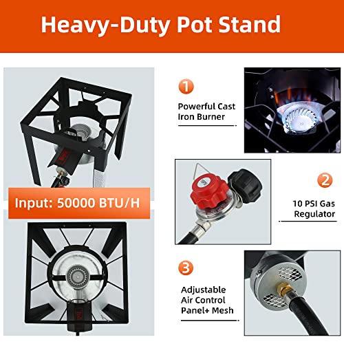 Image of Feasto 22701A 30QT Turkey & Fish Fryer Set for Outdoor Cooking, CSA Certified,Turkey Deep Fryer Pot with Basket for Thanksgiving Day, 50,000 BTU Propane Burner Outdoor Fryer