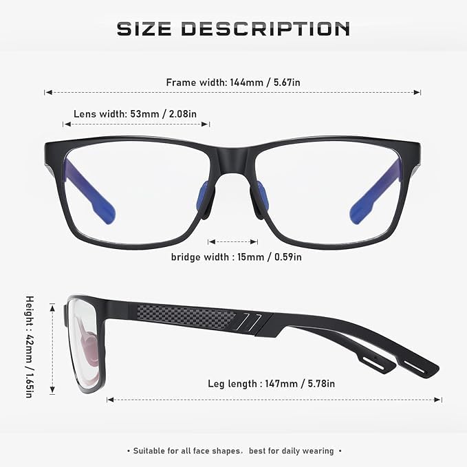Image of Blue Light Blocking Glasses Metal Frame for Men /Woman Gaming Computer Screen Glasses