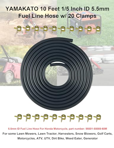 Image of 10 Feet 1 /5 Inch ID 5.5mm Fuel Line Hose Gas Line 95001-55008-60M | for ATV Quad Pit Dirt Bike Go Kart Mini Bike ATV Generator Small Engines w / 20 Clamps
