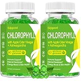 2 Pack Organic Chlorophyll Gummies with Ashwagandha, Black Seed Oil, Apple Cider Vinegar, Moringa, P