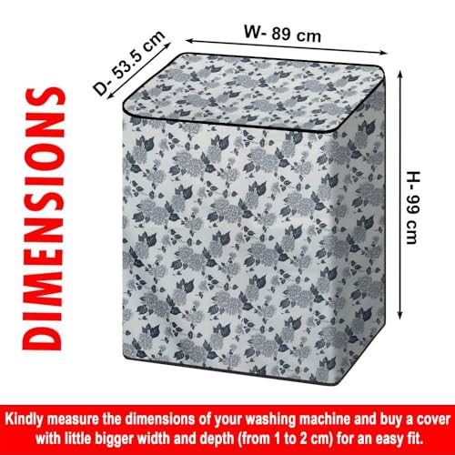 Image of The Furnishing Tree Semi-Automatic Top Load Washing Machine Cover | Waterproof & Dustproof | Easy to Clean | Durable & Washable, Classic Floral Bouquet Print Polyester (53.5x89x99 CM)