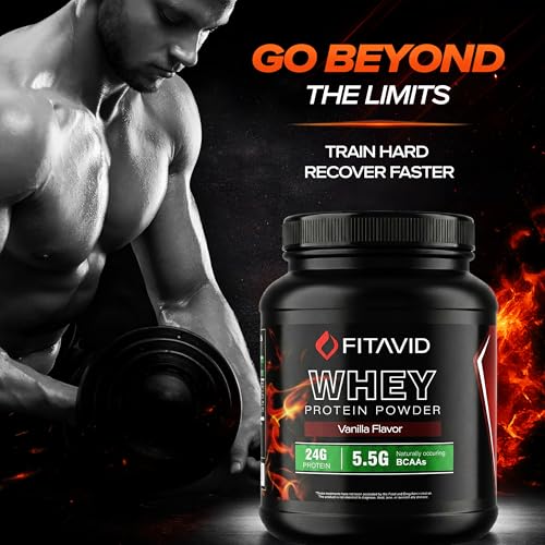Image of Whey Protein Powder - 24g Protein, 5.5g BCAAs, Whey Isolate Blend, Low Sugar Protein Powder for Muscle Recovery & Lean Muscle, Post Workout Protein, 2 lb, 30 Servings (Vanilla)