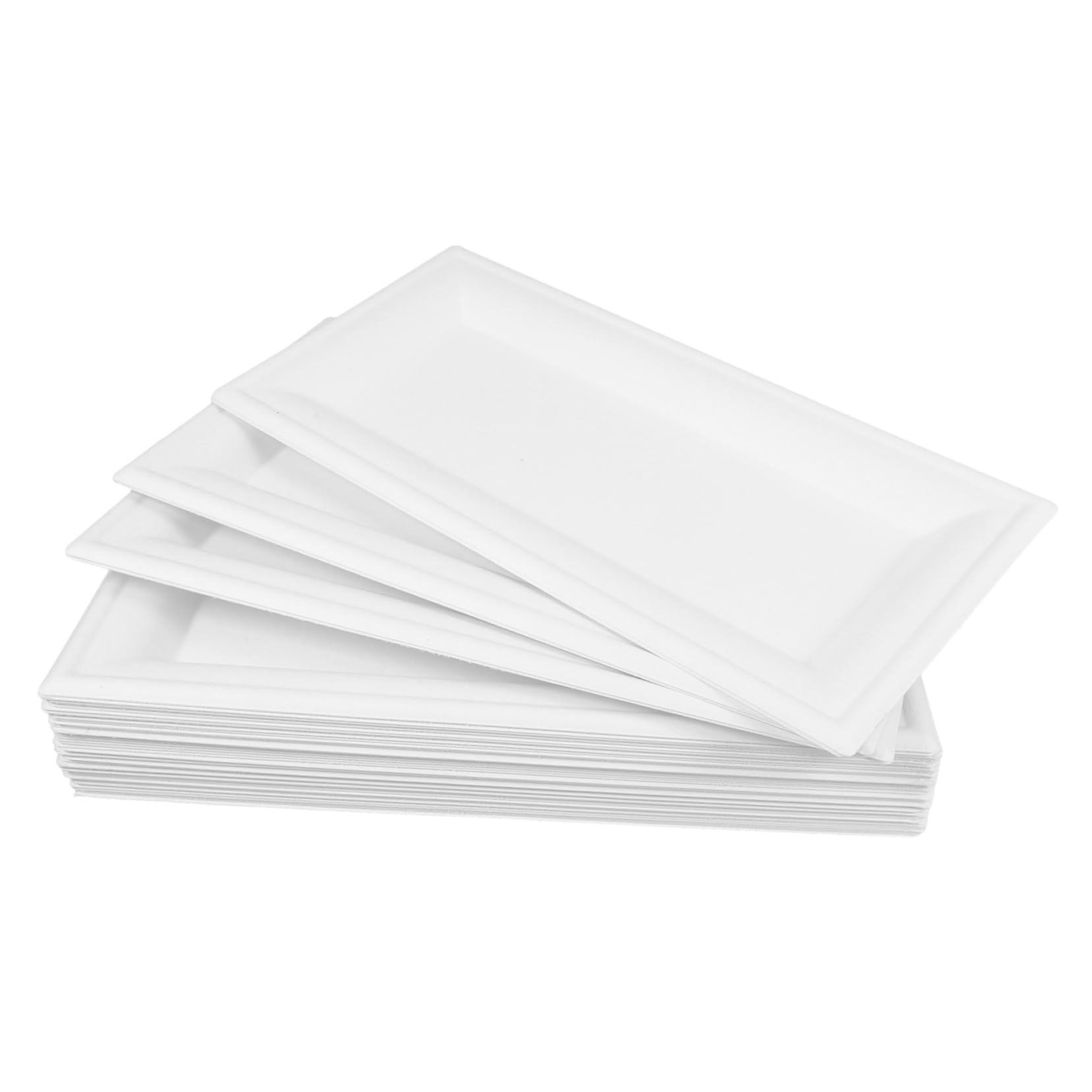 PACKOVE 50 Piatti Usa e Getta in Carta Bianca 5x10 Pollici Piatti Monouso Eleganti e Resistenti per Feste e Occasioni Speciali per Cena e Buffet