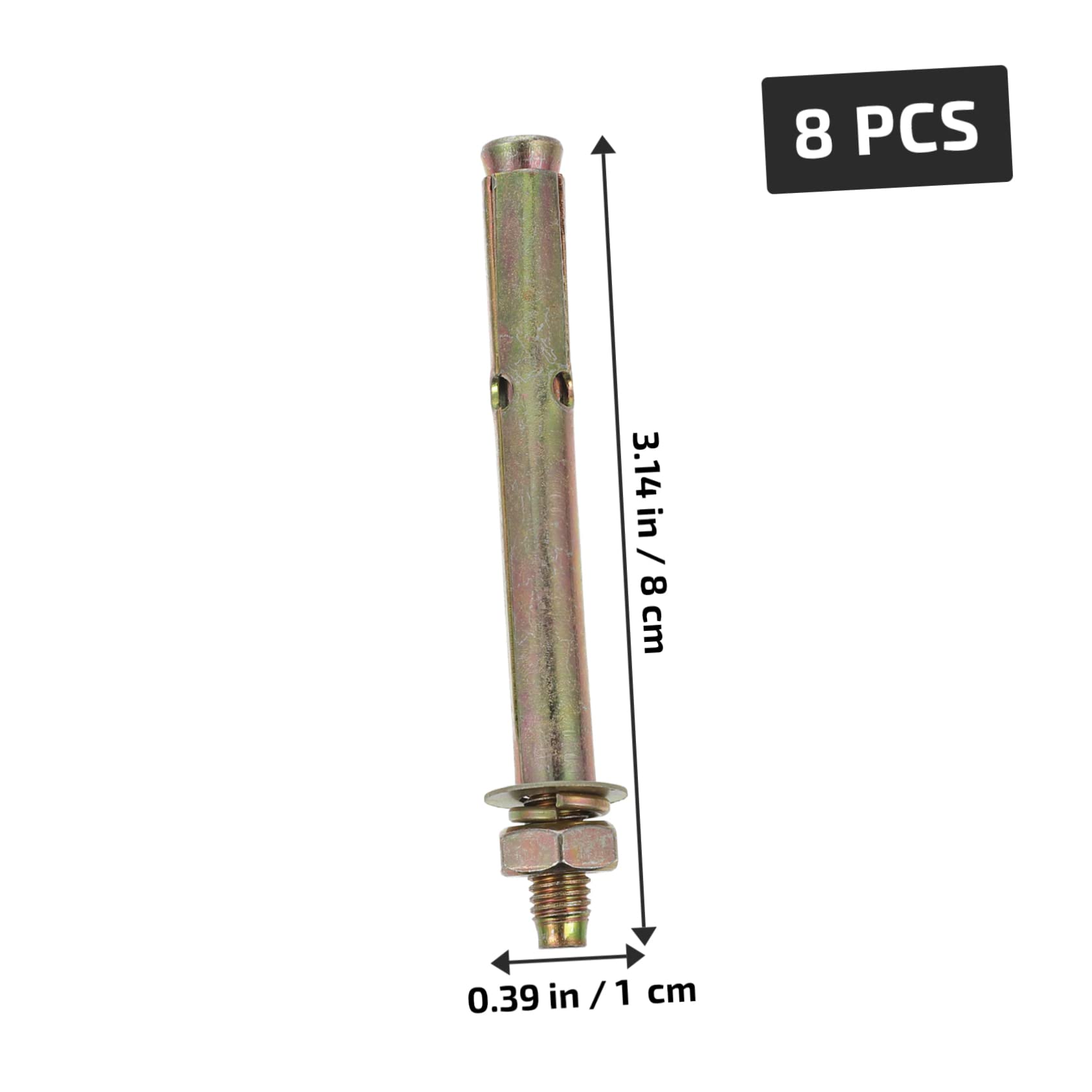 SOLUSTRE 8pcs Zinc Plated Anchor Expansion Bolts M8 x 80mm Climbing Anchor Bolt Drywall Screws