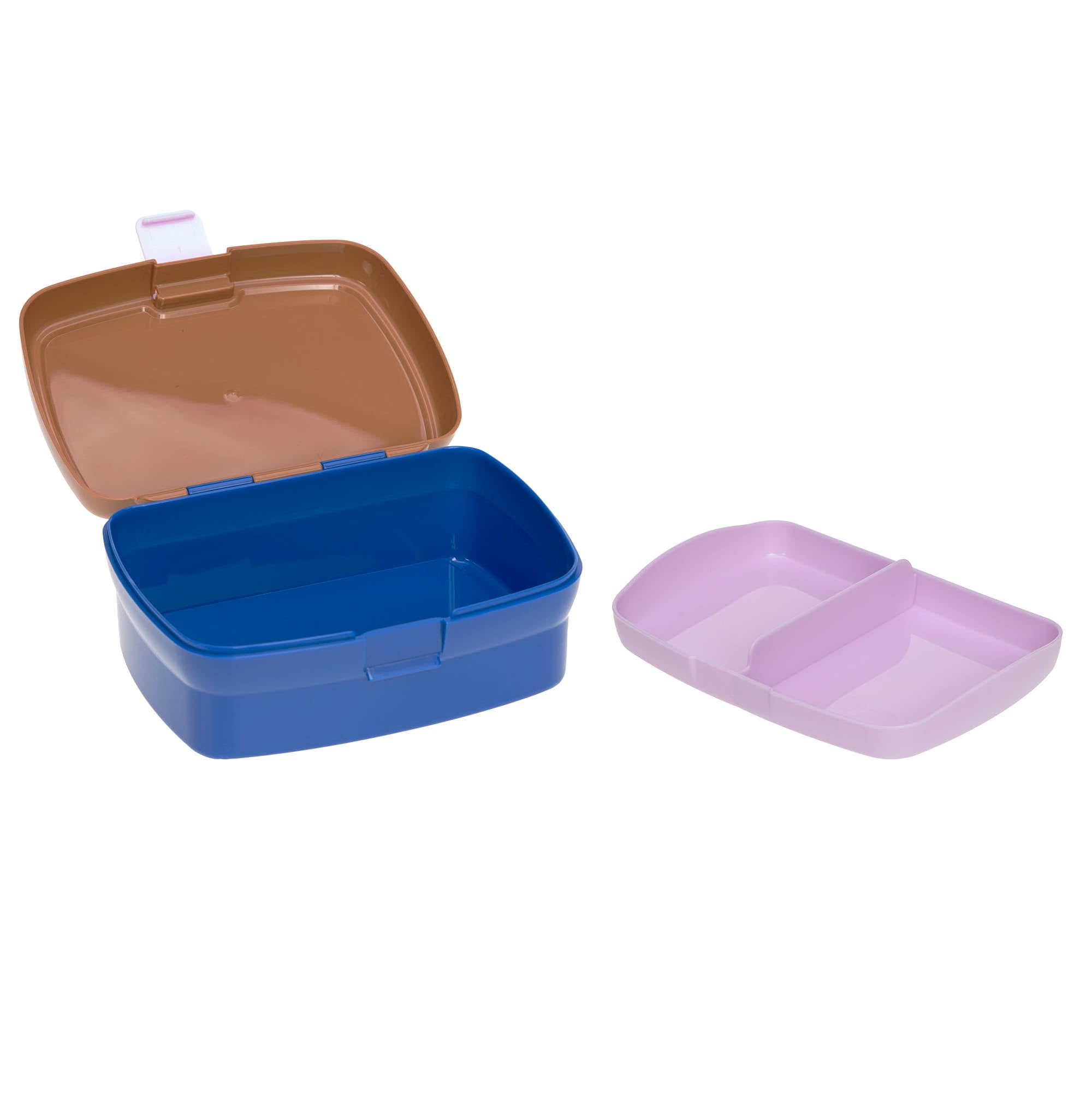 LÄSSIG Pudełko śniadaniowe i zestaw do picia – zestaw obiadowy z lunchem i butelką do picia (460 ml)/Little Gang Smile Carmel/Blue