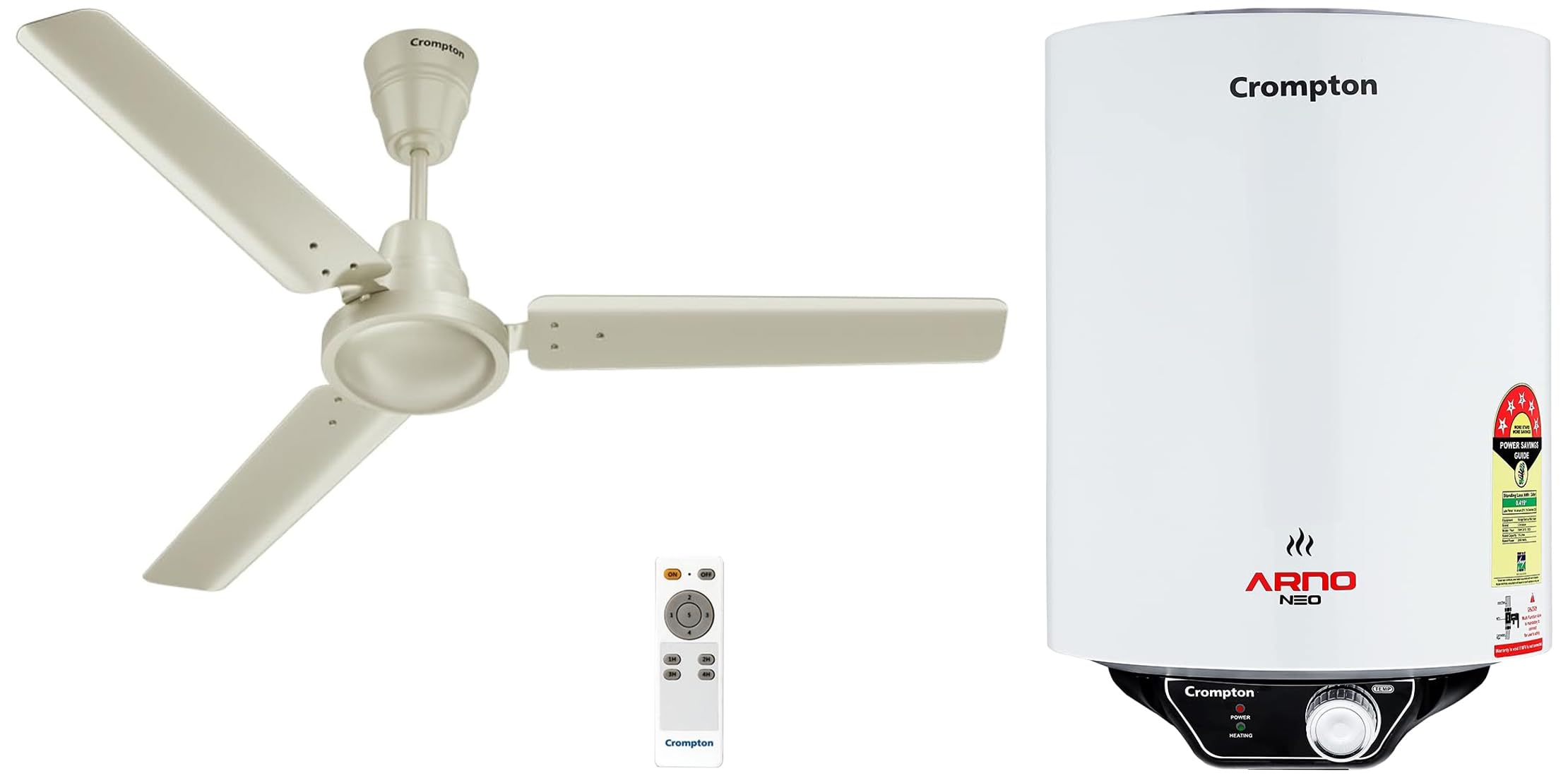 Crompton Arno Neo 10-L 5 Star Rated Storage Water Heater with Advanced 3  Level Safety (Grey) u0026 Crompton Energion HS 1200 mm (48 inch) BLDC Ceiling  Fan (Ivory) : Amazon.in: Toys u0026 Games