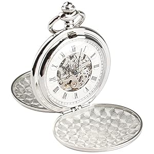 Tiong Double Hunter Mechanical Pocket Watch Full Luxury Silver Color Men Women Stylish Retro FOB Hand Wind Groom Groomsmen Wedding Pocket Watches Gift with Box