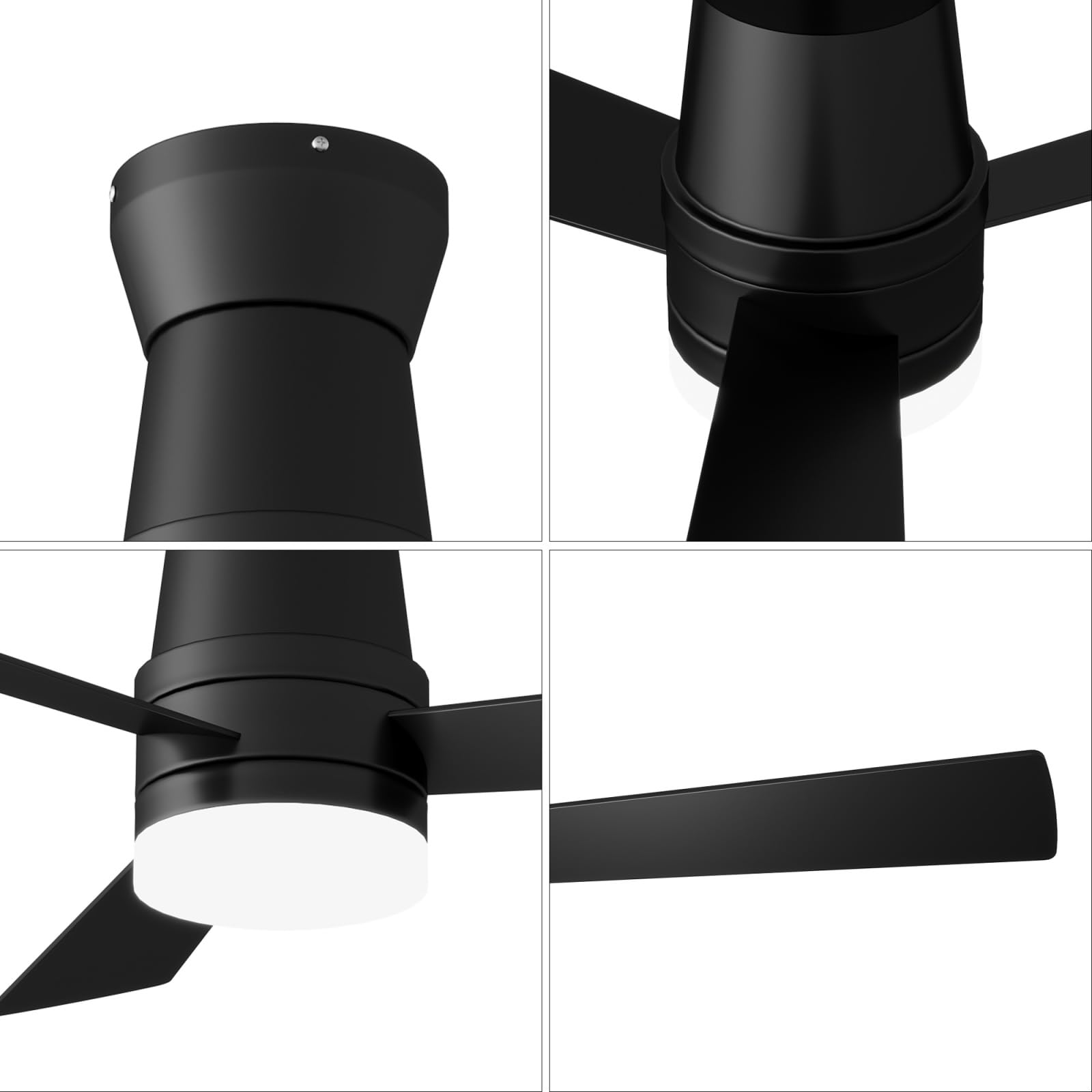 Ventilador de techo con 6 velocidades, 3 cuchillas, temporizador 1/4/8h, negro | Ventilador DC, motor de atenuador de frecuencia, funcionamiento verano/invierno,para sala de estar, dormitorio