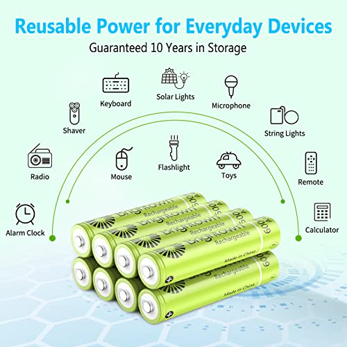 8-Pack Rechargeable Aaa Batteries 600Mah, Nimh 1.2V Pre-Charged Triple A Solar Batteries For Solar Lights And Universal Household Devices, Recharge Up To 1200 Cycles, Ul Certified #TOP3