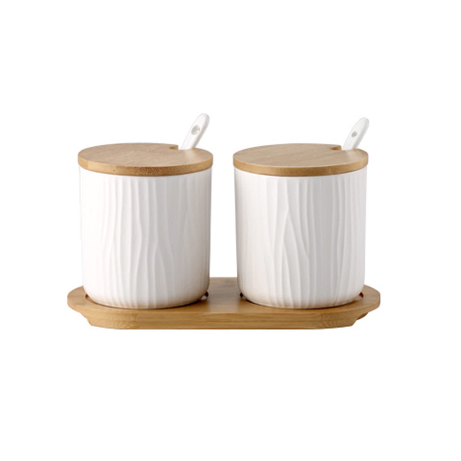 Sugar Bowl,Spice Containers,European Style Sugar Bowl With Lid, Ceramic Sugar Pot, Non-slip Coffee Accessories, Solid Color Sugar Pourer, Kitchen Storage-Grey Green-300ml ( Color : White 2 Set , Size
