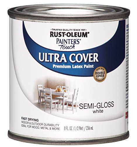 Rust-Oleum 1993730-6PK Painter's Touch Latex Paint, Half Pint, Semi-Gloss White, 8 Fl Oz (Pack of 6)