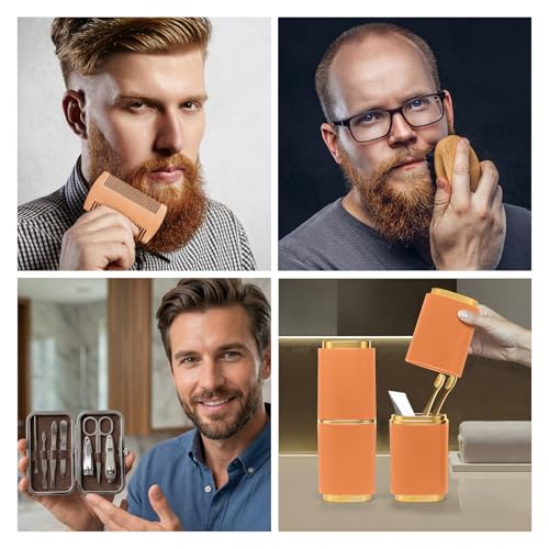 Valentines Day Gifts for Men, 21 Pcs Sandalwood Bath & Body Care Kit, Beard Gift Set for Men, Shave Beard Kit, Leather Bag, Home Spa Kit, Relaxing Men's Gift Basket, Birthday, Father's Day Gift