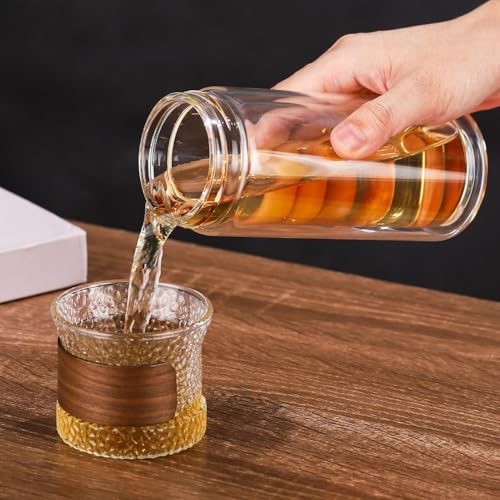 Image of Wosta Leakproof Glass Water Bottle with Stainless Steel Infuser Glass Tea Infuser Bottle with Strainer and Neoprene Sleeve for Loose Leaf Tea, Cold Brew Coffee. (O - STEEL, 300ML)