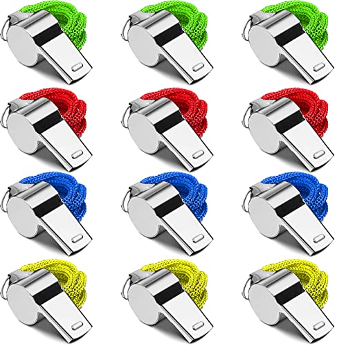 Dazzling Toys Whistle For Coaches – 12 Steel Whistles For Outdoor Sports, Hiking, Football & Basketball Training, Adult Camping Accessories, Dog Whistle To Stop Barking & Self Defense (Multicolored) #TOP7