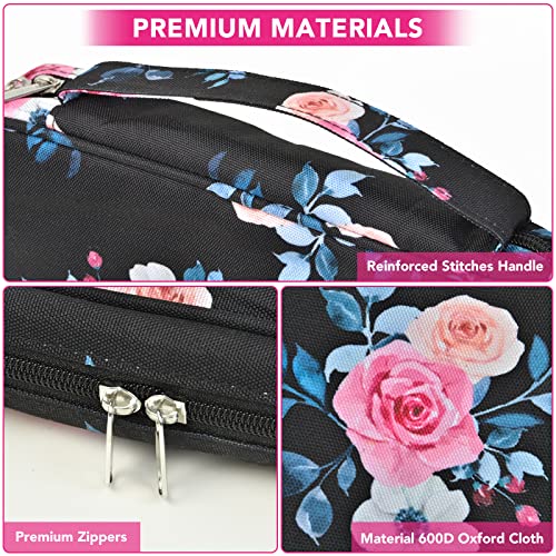 Olypegic Bible Covers For Women 10.6 X 8.3 X 2.3In Bible Case Girls Bible Bag With Handles Bible Carrying Case With Pen Slots And Zippered Large Size Ladies Scripture Book Accessories (Pink On Black) #TOP1
