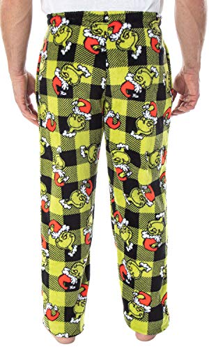 Dr. Seuss Men's GRINCH Sneaky Face Fleece Plush Pajama Pants3