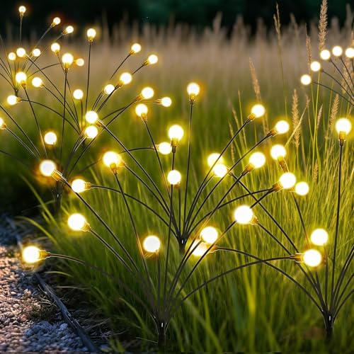 Solar Lights Outdoor 6 Pack Firefly Lights Waterproof Solar Garden Lights Swaying Light for Yard Lawn Patio Flower Bed Pathway Party Decoration Unique Gifts for Women Warm White Lights Decor