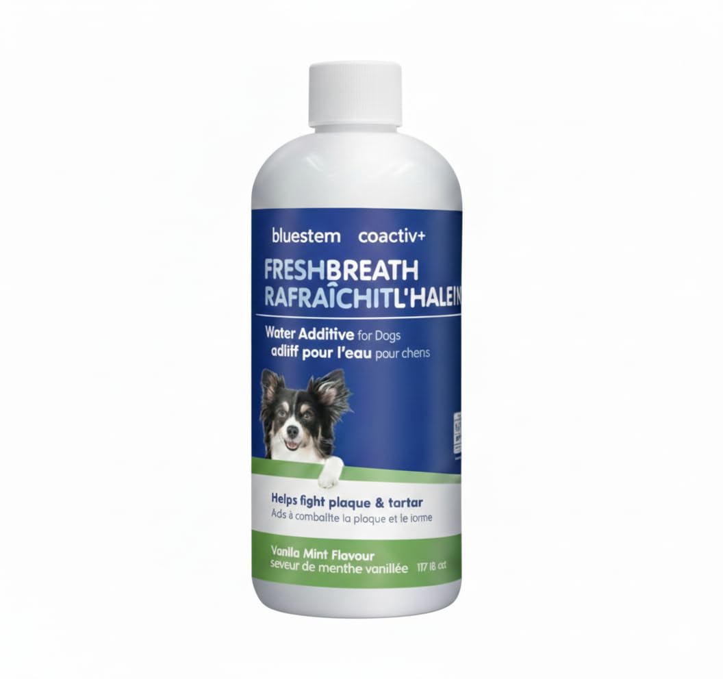 Pet Water Additive Oral Care: for Dogs & Cats Bad Breath, Dental Rinse Freshener Treats Plaque & Teeth Tartar. Dog & Cat Mouth Clean Health Treatment for Pets Drinking Bowl (Vanilla Mint (Dogs Only))