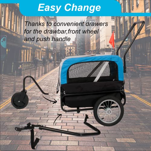 Dog Bike Trailer Cart 2 in 1 Pet Bicycle Stroller Cargo Trailer with 360° Swivel Front Wheel Safe Flag Universal Bicycle Coupler Suitable for Small Dogs Breathable Protective Net Pet Cart for Travel Dog Bike Trailer Cart 2 in 1 Pet Bicycle Stroller Cargo Trailer with 360° Swivel Front Wheel Safe Flag Universal Bicycle Coupler Suitable for Small Dogs Breathable Protective Net Pet Cart for Travel