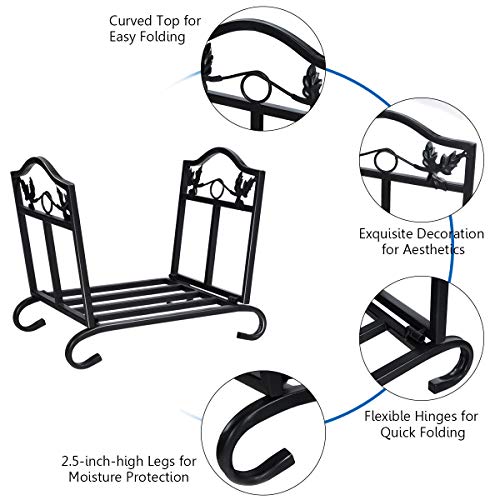 Happytools Portable Firewood Rack, Folding Heavy Duty Log Storage Rack Lightweight Suitable For Indoor Outdoor, Fire Wood Holder Stacker For Fireplace Stove Fire Pit #TOP2