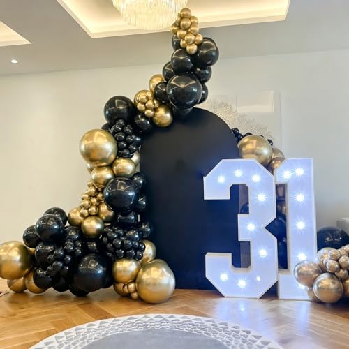 Image of Black and Gold Balloons 60Pcs 12in for Birthday Party Decorations | Gold and Black Latex Balloons for Wedding, Baby Shower, Graduation Party Decorations