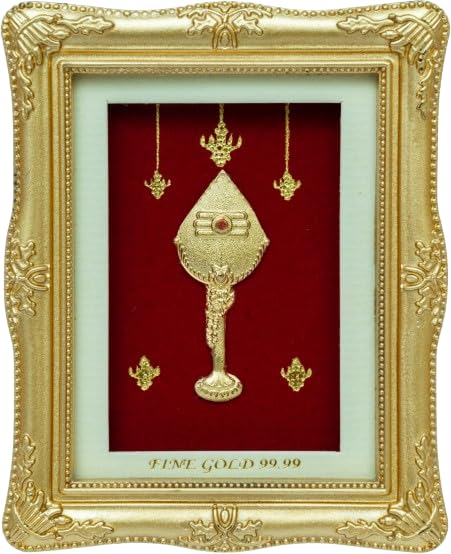 Image of EKA Divine Series Small Murugan Swami Vel Table Top Premium Gold Foil Artwork with Metal Stand | Sacred Vel Symbol of Courage & Victory for Home, Office & Pooja Decor | Auspicious Gift