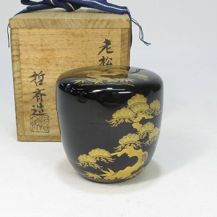 Amazon.co.jp: 【F3381】茶道具塗師哲斎造螺鈿細工老松蒔絵大棗