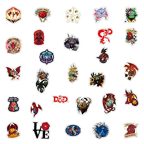 50Pcs Dungeons And Dragons Stickers Aesthetic Vinyl Stickers For Teen Laptop,Cool Classic Trendy Game D&D Waterproof Stickers For Water Bottle Skateboard Bumper Computer Phone #TOP1