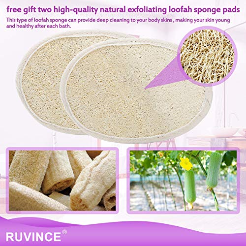 Bath Pillow RUVINCE Luxurious Bath Pillows for Tub Contains 2 Loofah Body Scrubber Ergonomic Bathtub Pillow for Neck,Head & Shoulders