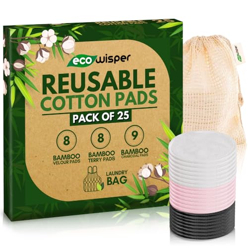 Reusable Makeup Remover Pads 25 PCS - Bamboo Wipes With Washable Laundry Bag - Zero Waste Cotton Wool - Eco Friendly Gifts - Soft & Gentle Makeup Wipes for All Skin Types