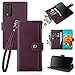 Antsturdy for T-Mobile Revvl V+/V Plus 5G Wallet Case [RFID Blocking] PU Leather Folio Flip Protective Cover with Wrist Strap [Zipper Poket] Credit Card Holder Kickstand Function Men Women,Wine Red