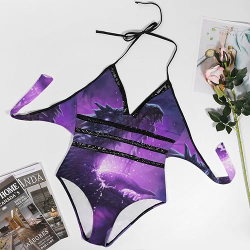 Maillot de bain une pièce femme monokini costume natation bikini set dragon