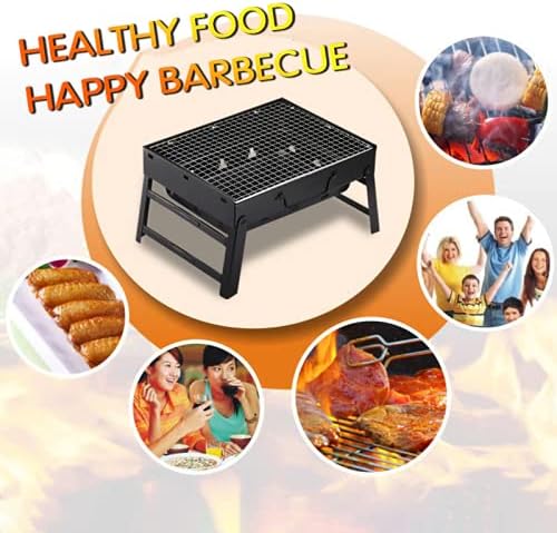 BBQ Grill, Charcoal Barbecue Grill, Fire Pit, Folding, Portable Grill, for Outdoor Cooking Camping Hiking, Picnics Trips (Medium 35x27x20 cm)