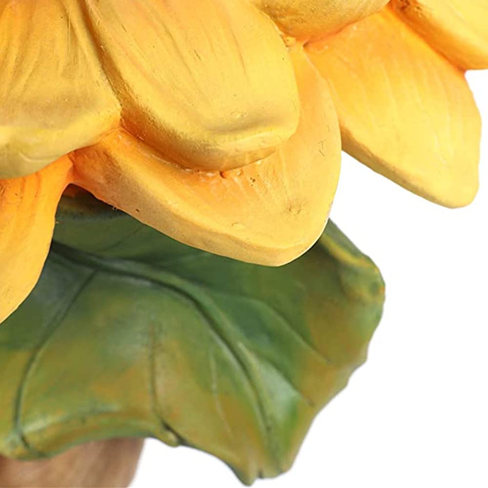 Vogelbad Polyresin Hund/Sonnenblume/Waschbär/Katze Garten Ornament, Vogelbecken Dekorativ, Trinkschale für Rasen Hofdekoration (Sonnenblume)