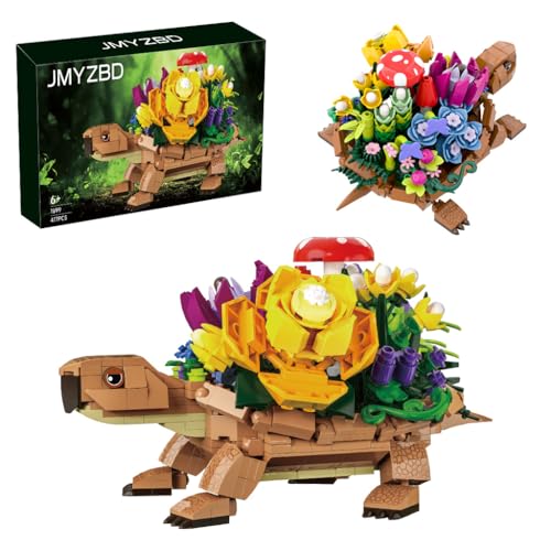 Sea Turtle Succulent Planter Building Set, Turtle Flowers Pot Building Kit, Animals Botanical Collection Blocks Toys, for 6+ Boys, Girls, Women, Home Plants Decor Gift Idea for Christmas (477Pcs)