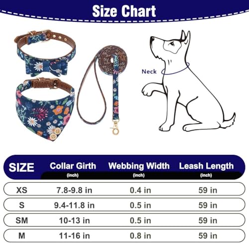 Image of EXPAWLORER Dog Collar and Leash Set - Classic Plaid Dog Bow Tie and Dog Bandana Collar with Bell, Dog Leash Tangle Free, Adjustable Collars for Small Medium Large Dogs Cats, Holiday Ideal Gift