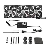 Neukniy 3X 120mm Computer Fan with AC Plug, AC 110V 120V 220V 240V Cabinet Cooling Fan with Speed Controller, Cooling for Windows, Plant Cabinet, Crawl Space, Basement, Laundry Room, Garage, Attic
